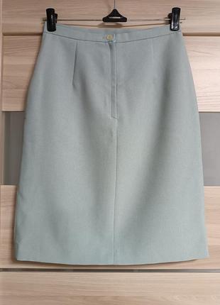 Красивая юбка-миди с разрезом мятного цвета4 фото