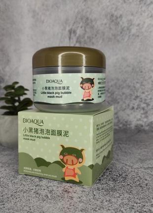 Киснева-бульбашкова маска для обличчя bioaqua skin care carbonated bubble clay mask очищаюча і відшаровуюча, 100g