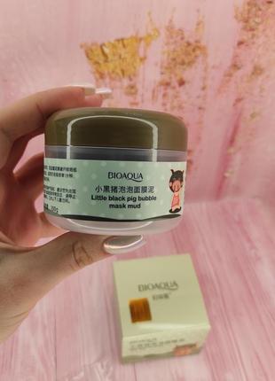 Киснева-бульбашкова маска для обличчя bioaqua skin care carbonated bubble clay mask очищаюча і відшаровуюча, 100g6 фото