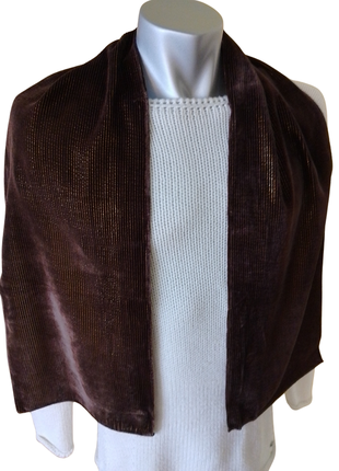 Женская шаль с люрексом jago 26*150см коричневая в золотистую полоску4 фото