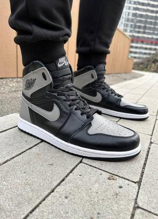 Кросівки чоловічі jordan 1 retro high og джордани ретро сірі чорні хайтопи1 фото