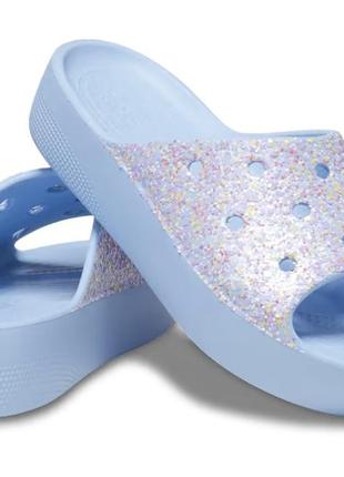 Слайди crocs classic platform glitter, w7, w8, w9, w10