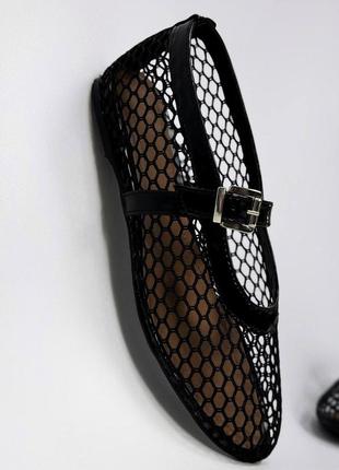 Балетки туфлі в сіточку чорні і бежеві8 фото
