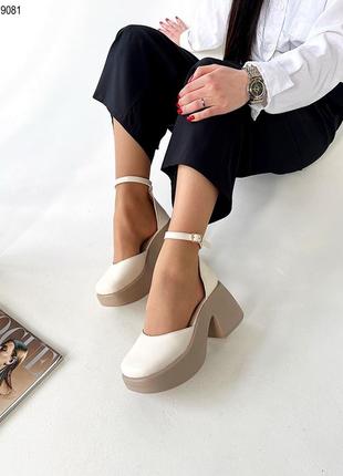 Жіночі туфлі із натуральної шкіри та замші на потовщеній підошві нова колекція 2024