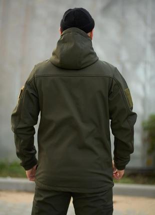 Мужская демисезонная куртка softshell с липучками для шевронов хаки2 фото