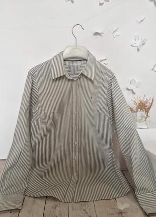Рубашка в полоску полоска touch hilfiger прямая длинная блузка воротник2 фото