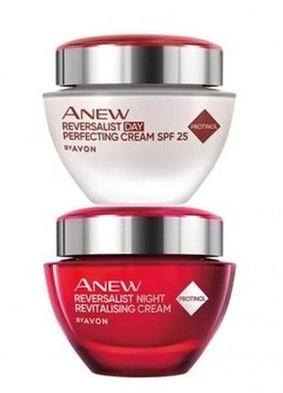 Набір avon денний та нічний крем anew  35+2 фото