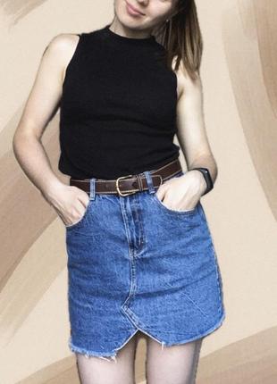 Синяя джинсовая юбка мини s1 фото