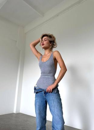 Сіре боді майка з глибоким вирізом на спині🔥