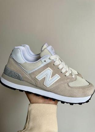 Женские кроссовки нью беланс 574 бежевые / Meias New Balance Run Lightweight Crew preto azul branco 3 pares beige
