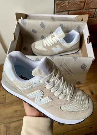 Женские кроссовки нью беланс 574 бежевые / new balance 574 beige3 фото