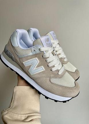 Женские кроссовки нью беланс 574 бежевые / new balance 574 beige2 фото