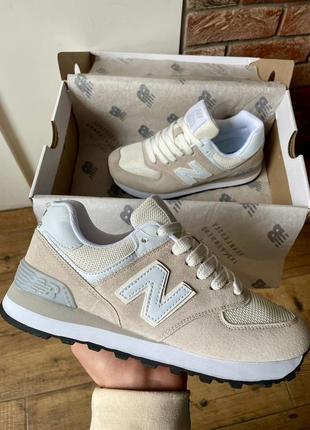 Женские кроссовки нью беланс 574 бежевые / new balance 574 beige8 фото