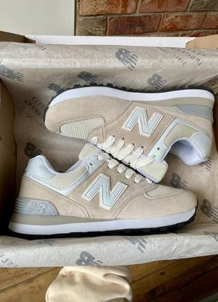 Женские кроссовки нью беланс 574 бежевые / new balance 574 beige10 фото