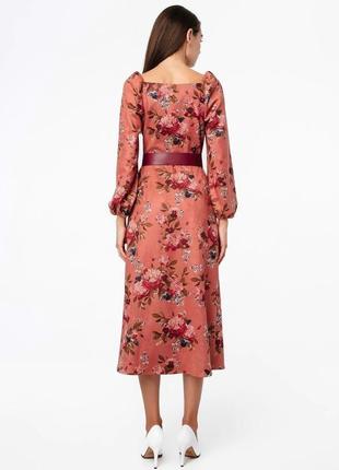 Платье из эко-замши с цветочным принтом2 фото