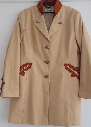 Винтажный плащ тренч блейзер удлиненный пиджак австрийского бренда, р 44-46