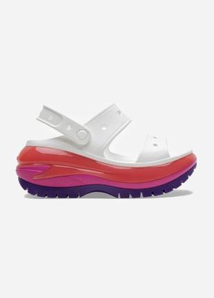 Кроксы босоножки на платформе iconic crocs comfort mega crush color white/multicolor 38-39 размер