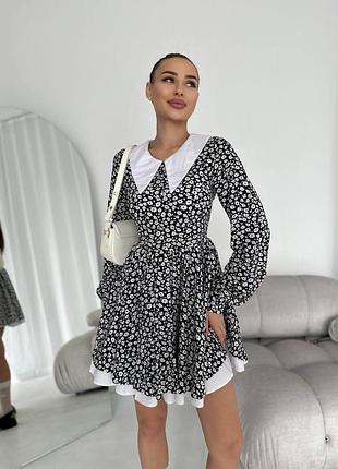 Элегантное летнее платье с большим белым воротником 🤍