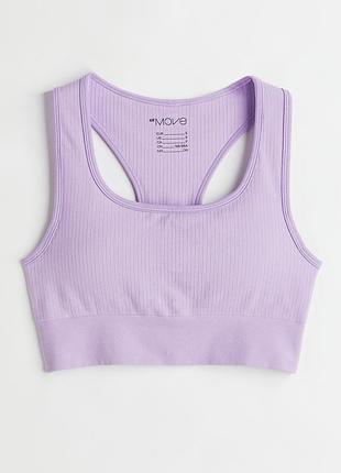 Фирменный сиреневый спортивный топ в рубчик h&amp;m