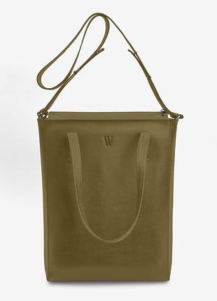 Сумка шоппер натуральная кожа оливковая nancy
