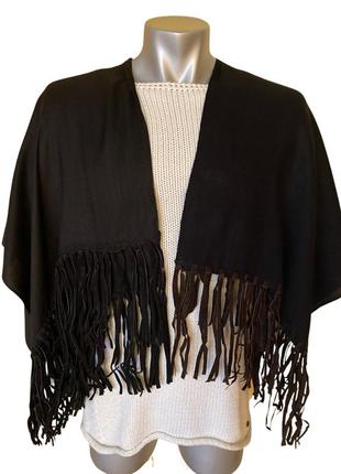 Женская шаль с коричневой бахромой jago 220*50см2 фото