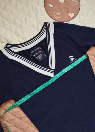 Джемпер с контрастной окантовкой giorgio di mare xs женский тонкой вязки синий с белым свитер кофта8 фото