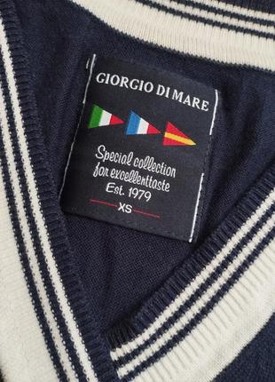 Джемпер с контрастной окантовкой giorgio di mare xs женский тонкой вязки синий с белым свитер кофта5 фото