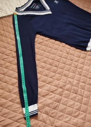 Джемпер с контрастной окантовкой giorgio di mare xs женский тонкой вязки синий с белым свитер кофта10 фото