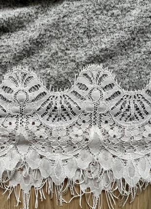 Сірий пуловер з мереживом george віскоза3 фото