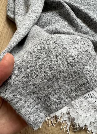 Серый пуловер с кружевом george вискоза4 фото