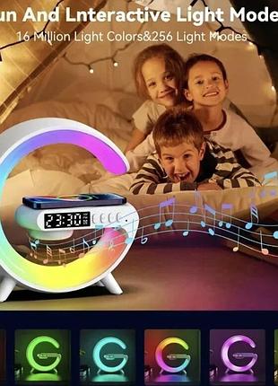 Лампа g-lamp с беспроводной зарядкой, блютус колонкой, будильник