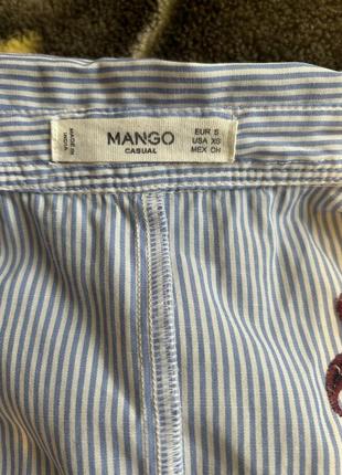 Блузка сорочка рубашка від mango з вишивкою та об’ємними рукавами8 фото