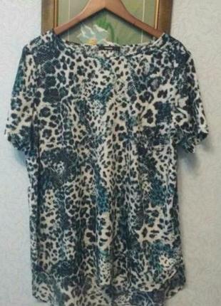 Легкая блуза принт "бирюзовый ягуар",