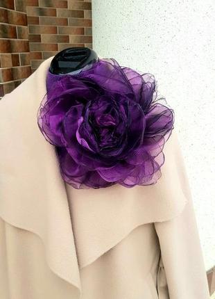 Фиолетовый цветок из органзы,23 см7 фото