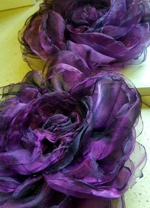 Фиолетовый цветок из органзы,23 см9 фото