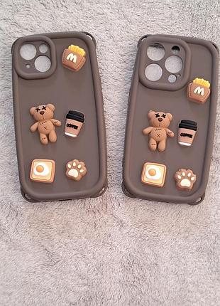 Силіконовий 3д чохол-накладка на телефон, чохол з ведмедиком мишка 3d, дитячий чехол на iphone case 13 макдональдс