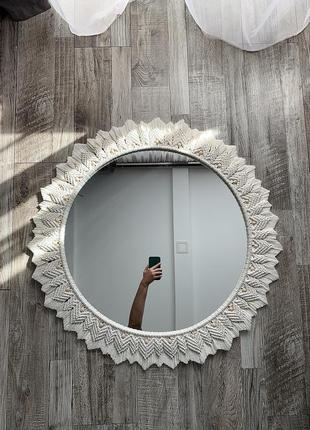 Большое зеркало с декором макраме 60/80см