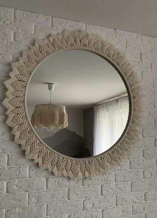 Большое зеркало с декором макраме 60/80см