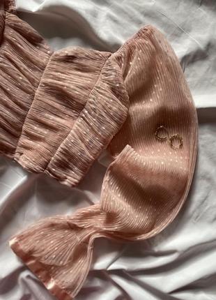 Розовый топ сетка, укороченная блуза с объемными рукавами3 фото