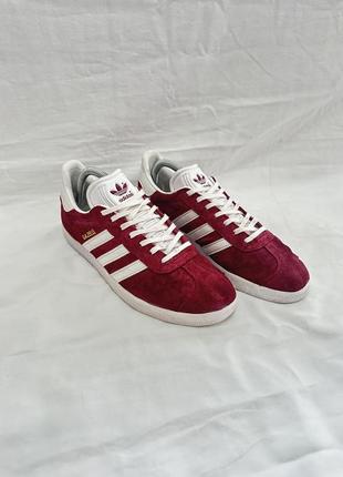 Чоловічі шкіряні кеди adidas gazelle бордові 😍