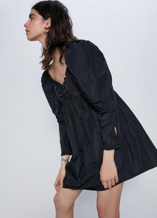 Zara платье из тафты с вышивкой3 фото