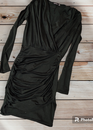 Сукня вечірня з збіркою з смарагдовим переливом1 фото