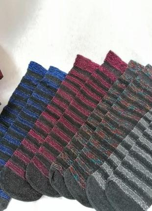 Стильні трендові напівпрозорі шкарпетки у смужку з люрексом різні кольори10 фото
