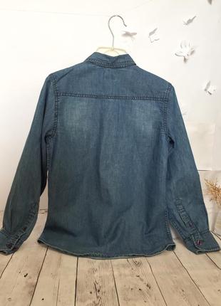Джинсова сорочка tiffosi пряма довгий рукав накладні кишені комір джинс2 фото
