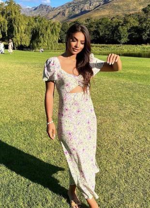 Zara вискозное миди платье с цветочным принтом оригинал зара9 фото