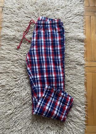 Хлопковые фланелевые пижамные домашние штаны в клетку пижама boux avenue