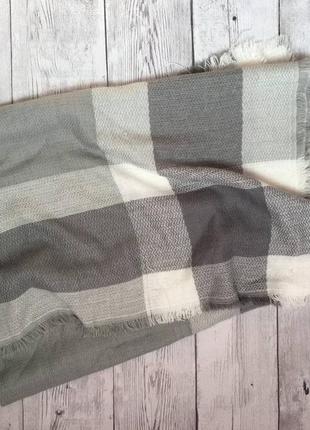 В'язаний шарф плед велика в'язка в клітку плед теплий великий обємний плетений клітинка клітка2 фото