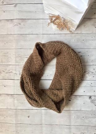 Вязаный шарф крупной вязки хомут плетеный теплый2 фото