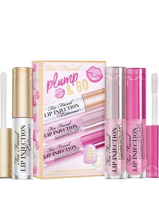 Too faced mini plump &amp; go ultimate travel plumping gloss set1 фото