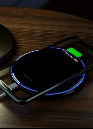 Безпровідна зарядка з підсвіткою, бп зарядка для iphone samsung, wireless charge2 фото
